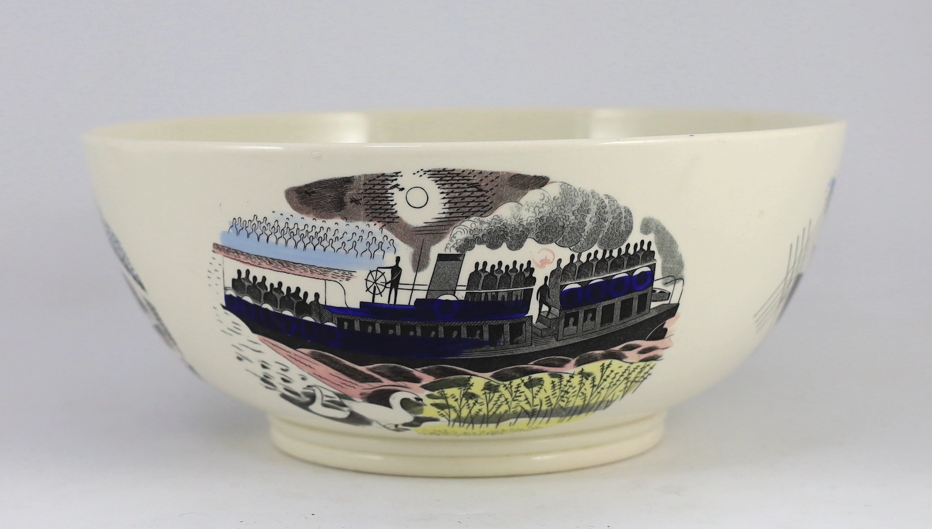Eric Ravilious (1903-1942) for Wedgwood, a 'Boat Race' large bowl, c.1938, 30cm diameter